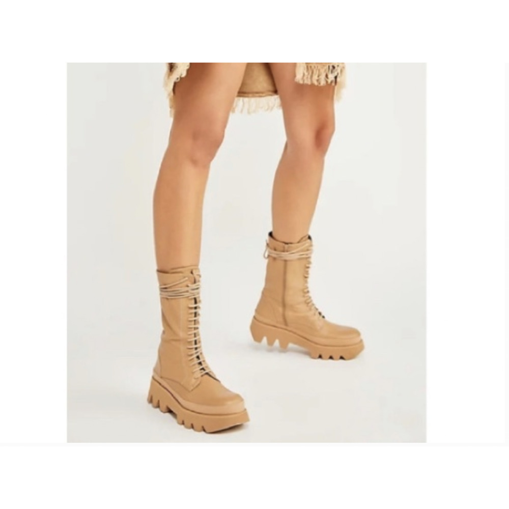 PALOMA BARCELÓ Cairo Platform Boots In Nocciola 36